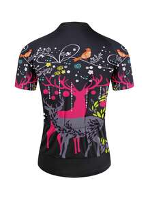 Max Storm Women's Short Sleeve Cycling Jersey, Made Of Polyester, Cartoon Pattern, Round Neck, Raglan Sleeve, Regular Length, Breathable, Reflective, 3 Rear Pockets, Suitable For Mountain Bike And Road Bike Summer - Multicolor - View 3