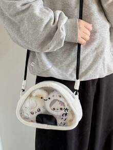 1 PC Girls Cartoon Rice And Vegetable Roll Large Capacity Plush Cross Body Bag Cross Body Baby Bag One Shoulder Baby Bag For Students Pain Bag - Multicolor - View 3