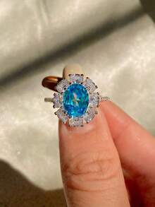 1pc Romantic Ice Flower Cut Diamond Ring, S925 Sterling Silver Delicate Women's Ring Suitable For Daily Wear, Date, Exquisite Women's Jewelry Gift, New Year's Gifts, Valentine's Day Gift - Silver - View 2