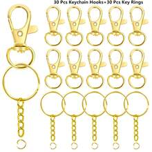 20/40/60/100pcs Rotating Spring Hooks With Keychain And Chain Key Rings, Suitable For Lanyards, Jewelry Making, Valentine's Day Gifts, DIY Crafts (10/20/30/50pcs Spring Hooks + 10/20/30/50pcs Key Rings With Rings And Chains) - Small Keychain Halo Chain - View 28