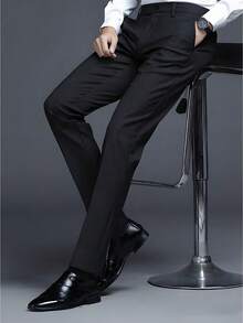 Manfinity Homme Solid-Color Pocketed Straight-Leg Casual Pants For Men Men's Trousers Elegant Men's Suit Pants Men's Suits Pants Fall Collection The Perfect Valentine's Day Gift For Your Boyfriend.Jeans Hombre.Purple Jeans.Pantalones De Hombre.Jeans For Men.Men Jeans.Mens Jeans.Pants For Men.Mens Pants.Black Pants Men - 黑色 - 查看 3