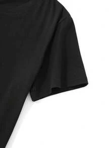 T-shirt noir décontracté pour femme avec motif cœurs colorés - Manches courtes, col rond, mélange de polyester extensible, lavable en machine - Idéal pour le printemps et l'été - Noir - Voir 3
