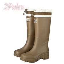 女士时尚防水工作鞋，防滑橡胶雨靴，厚底设计，适用于厨房、洗车等场所
