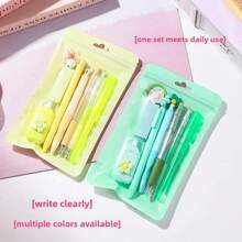 Juego de papelería de color macaron de alto valor, premios escolares para estudiantes, juego de 8 piezas de papelería de aprendizaje, regalos de mano en mano - Amarillo - Ver 3