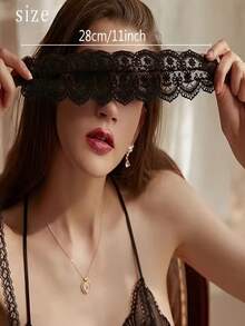 1pc Black & White Lace Eye Mask, Sexy Lace Eye Mask, Sheer Eye Mask, Women's Lingerie Accessory, Semi-Transparent Sexy Eye Mask - Multicolor - View 12
