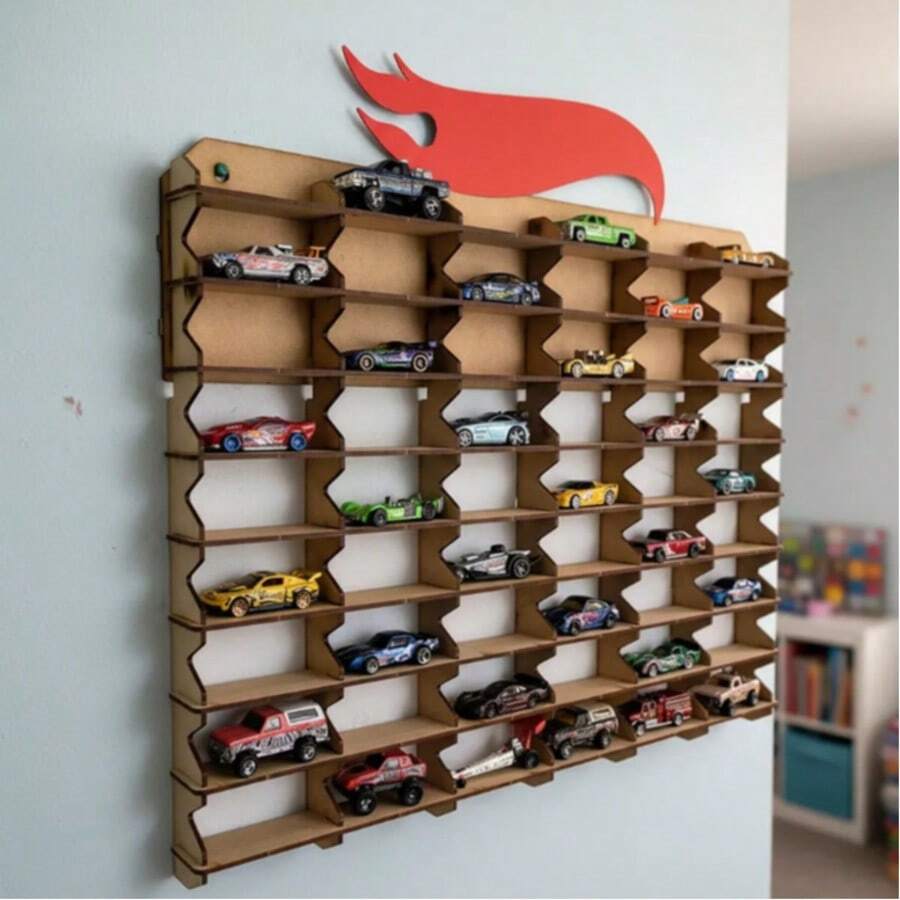 Display Stand For 54 1/64 Scale Model Cars Made Of MDF - 薑色 - 查看 1