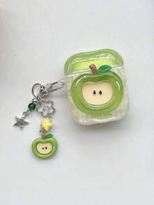 Crystal Apple & Pear Design Protective Case For AirPods Pro 2, 3, Pro 2nd Gen Wireless Bluetooth Earphone Cover - Green - View 6