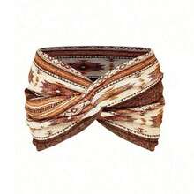 1 Set Bohemian Style Printed Headband & Earrings, Autumn/Winter, Assorted Colors, Suitable For Daily Wear, Some Styles Random - Multicolor - View 15