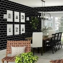 1卷黑色砖纹自粘墙纸,可移除PVC墙贴,易于安装,适用于酒店浴室、家居装饰、家具翻新、桌面,尺寸:17.7英寸 x 39.3英寸/118.1英寸/196.8英寸 - 黑色 - 查看 14