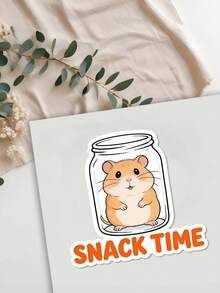 1pc Snack Time Hamster Sticker - Fun Sticker That Can Be Applied To Notebooks, Water Bottles, And Other Items! A Perfect Gift For Animal Lovers, Hamster Fans, And Snack Enthusiasts. Scrapbook Supplies Scrapbook Stationery Stickers - Multicolor - View 6