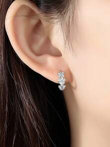 1 Đôi bông tai bạc S925 hình hoa đơn giản dễ thương, bông tai vòng hoa đa năng dành cho nữ, thích hợp đeo hàng ngày và đi làm, món quà bông tai hoa thiết kế độc đáo và thời trang. - hoa - Xem 10