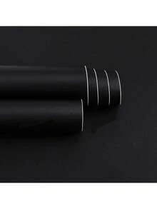 1卷黑色纯色自粘墙纸，尺寸为15.7英寸 x 196.8英寸/118.1英寸/39.3英寸，哑光PVC表面，防水，易清洁，可移除贴纸，适用于卧室、客厅、酒店墙面、家居装饰、厨房台面、餐具、家具翻新。易于DIY安装，可移除且可重复使用。翻新墙纸，可撕贴于墙面、木板、墙纸上，春季装饰，焕新您的家。Rama装饰贴纸，生日毕业礼物。 - 黑色 - 查看 8