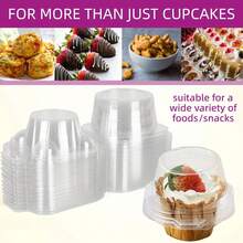 10pcs/50pcs/100pcsIndependent Cupcake Container, 50 Plastic Transparent Cupcake Boxes, Disposable Single Cupcake Rack With Round Top Cover, Stackable Wedding Pancake Rack - Multicolor - View 6