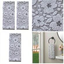 SKL Home - Juego de Toallas de Mano de Jacquard Floral, Gris, 2 Unidades - jacquard floral, gris - Ver 7