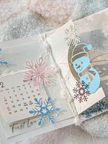 1包白色牛皮纸镂空材料包，冬季觅食系列，简约冬季雪景剪贴簿贴纸 - 彩色 - 查看 6