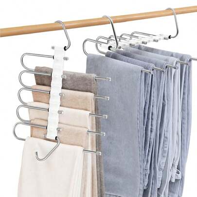 2 Pieces Trouser Rack/Storage Rack, Space-Saving, Metal Wardrobe Storage Rack, Wardrobe/Closet Hat Rack, Multi-Functional Hat Display Rack, Suitable For Multi-Layer Wardrobe Storage. Multi-Purpose, Can Store Trousers, Scarves, Casual Pants, Etc.