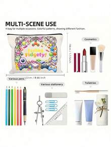 Sensory Friendly Makeup & Accessories Pouch - Designed For Individuals With Sensory Needs, Features Sensory-Friendly Icons, Holds Small Tools, Supplies, Travel Essentials, Available In Multiple Colors, Durable Polyester Material,Charger Storage Bag,Travel Essential Makeup Bag: Girls' Travel Survival Bag, Men's And Women's Zipper Bag, Cosmetics ﻿ - Multicolor - View 9