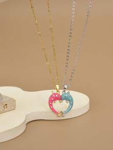 2件套可爱海豚鲸鱼不锈钢项链，金色首饰，金项链，银项链，适合夏季度假、海滩、西部风格、狂欢节、情人节、生日礼物、送朋友的礼物、送女朋友的礼物 - 彩色 - 查看 2