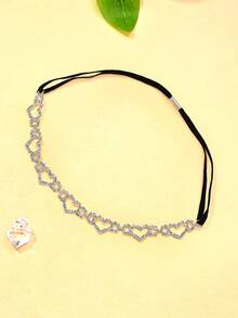 1 件银色性感水钻镂空心形大腿链，女士装饰性身体首饰，适合派对、庆典、时装秀 - 銀色 - 查看 3