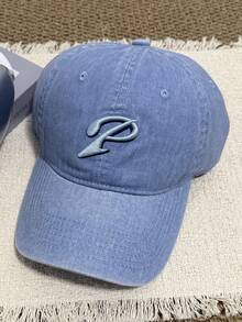 1pc Unisex P Letter Embroidery Baseball Cap, Casual Distressed Curved Brim Hat, Versatile For Daily Wear, Streetwear Style - A - View 13