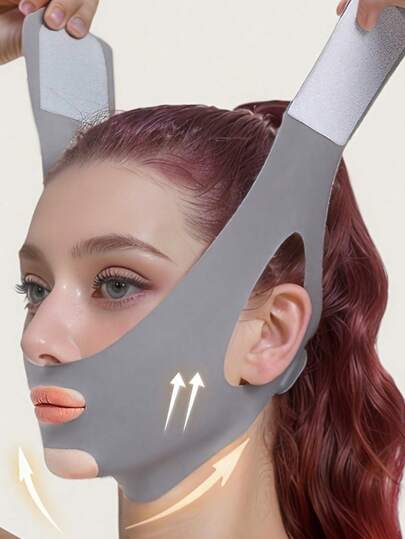 1条V型绷带，防打鼾带，提拉紧致面部，透气材质，无缝设计，适合放松、睡眠、看电视、运动、户外活动，猫耳造型，佩戴舒适，睡眠面罩