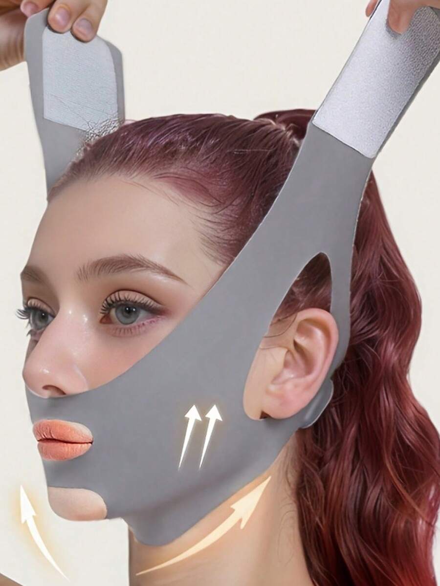 1条V型绷带，防打鼾带，提拉紧致面部，透气材质，无缝设计，适合放松、睡眠、看电视、运动、户外活动，猫耳造型，佩戴舒适，睡眠面罩