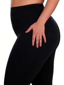 3条装加大码女士休闲黑色打底裤，柔软弹力健身运动裤，适合户外散步、购物、度假、居家、瑜伽、塑形春季穿着 - 黑色 - 查看 6