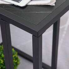 Side Table, Coffee Table With Marble Effect, End Table With Metal Frame, For Living Room, Bedroom, 45 X 30 X 51.5 Cm, Black - Black - View 7