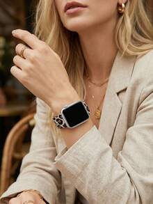 2pcs Leopard Print Watch Bands Compatible With IWatch 49mm 46mm 45mm 44mm 42mm 41mm 40mm 38mm, Metal And Silicone Strap Compatible With Apple Watch 49mm 46mm 45mm 44mm 42mm 41mm 40mm 38mm, Fashionable Smart Watch Bands For Apple Watch Series 11 SE3 10 9 8 7 6 5 4 3 2 1 Ultra3/2/1 - Leopard - View 10