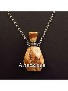 1pc Natural Stone Crystal Faceted Essential Oil Bottle Pendant Necklace - Fragrance Bottle Diffuser Pendant, Rhombus Cut Crystal Aromatherapy Amethyst Necklace - Bottle - View 12