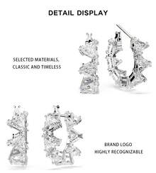 Cercei SWAROVSKI Matrix cu inel mare pentru femei 5632467 - Alb 5632467 - Vizualizare 7