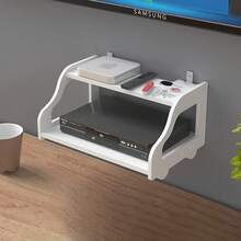 1个悬浮式家用收纳架，坚固的电视柜，壁挂式多功能客厅收纳架，可放置路由器和机顶盒，多用途收纳架，悬浮式收纳架 - 白色 - 查看 3