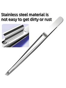 1pc Stainless Steel Eyebrow Tweezers, Hair Removal Tweezers, Specialized For Removing Facial Hair, Angled Eyebrow Tweezers, Hair Removal Tweezers, Mustache Trimmer, Facial Care Tool, Eyebrow Grooming Tool - Multicolor - View 6