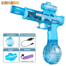 Unilabo电动水枪玩具 - 高功率连续射击，带消音器，时尚设计，大容量，适合沙滩/泳池派对和户外夏季娱乐，夜间对战 - 3岁以上男孩女孩的理想节日生日礼物 - 彩色 - 查看 11