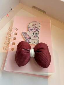 1本可爱兔子蝴蝶结可拆卸螺旋笔记本，迷你便携便签本