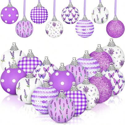 16件套春夏悬挂球装饰，薰衣草主题可爱木质悬挂饰品，适合节日、派对、送礼