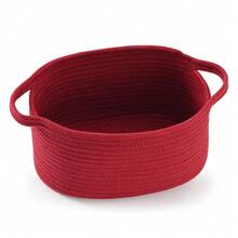 Woven Burr Basket With Handles – Perfect For Valentine's Day, Birthdays & Special Occasions, Black Decorative Storage Container For Gifts, Toys, Or Essentials - 酒紅色 - 查看 1