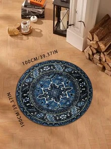 1 pieza Decoración navideña, incluye patrón de cielo estrellado, diseño de planeta y nebulosa, patrón de elemento navideño, felpudo redondo minimalista, adecuado para decoración de sala de estar, dormitorio, comedor, alfombra para exteriores, alfombra de sala de estar, decoración minimalista, alfombra de vacaciones de diseño simple - Multicolor - Ver 2