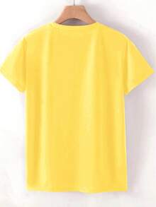 (St. Patrick's Day) Green Pink Black Glitter Texture Design Four-Leaf Clover Pattern Print Fashion Elegant Women's Spring Summer Autumn Casual Sports Style Top Soft Comfortable Round Neck Short Sleeve T-Shirt Available In S-XXL - 黃色 - 查看 3
