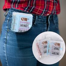 1 Pack 2100 Yuan Envelope Storage Challenge Binder, Budget Planner Cash Storage Envelopes, Cash Organizer Easily Master Budget And Financial Planning Pink And Blue Available - 藍色 - 查看 8