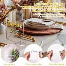 30 juegos de Letrero de mesa de acrlico transparente con soporte,Nmeros de mesa acrlico de arco,Soporte Acrlico Para Letreros,Tarjetas de Lugar para mesa para bodas,reuniones,eventos, restaurantes - como se muestra en la figura - Ver 8