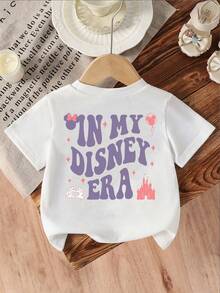 Disney Girls' T-Shirt, Minnie Mouse Alphabet Design Double-Sided Print, Summer Cotton Crew Neck Short Sleeve For Girls, Suitable For Everyday Wear, Vacations, Outdoor Activities, And As A Gift For Children. - trắng - Xem 5