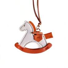 Cute Leather Horse Pendant Car Interior Decor Hanging Ornament, Adorable Rearview Mirror Decoration - Blue - View 3