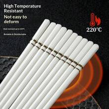 20双装豪华陶瓷筷子，易清洗，防霉，防滑，耐热，高端酒店及家居之选，新款字母及中国图案筷子 - 白色 - 查看 3