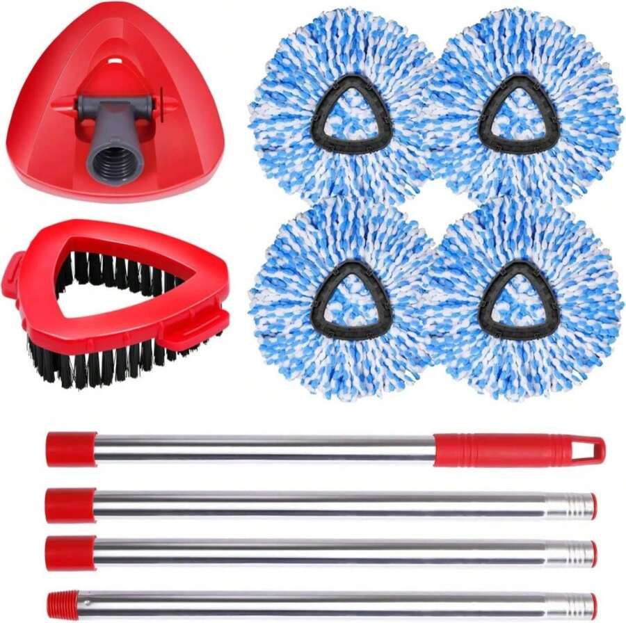 4 Packs Spin Mop Replacement Heads Compatible With Oceda RinseClean 2-Tank System, 30-58" Mop Handle,Mop Scrub Brush And Base Combo Set,Mopping Refills Easy To Replace And Cleaning - ColorI - 查看 1