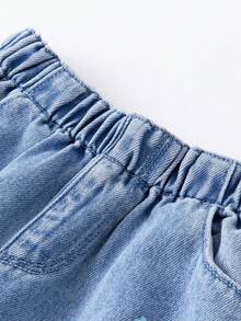 Quần jean denim thoáng khí không phai màu dành cho bé gái, bộ sưu tập mùa xuân mới. - Denim màu xanh nhạt - Xem 6