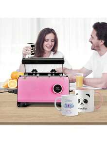 Mug Heat Press, 11-30oz Tumbler Heat Press Machine, Sublimation Transfer Straight Skinny Tumblers, Cup Heat Press With Heat-Resist Gloves & Tape, DIY Ceramic Mugs Cups Glasses, As Gift - 粉色 - 查看 1