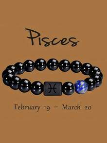 1件装十二星座男士手链，天然虎眼石男女通用弹力绳时尚情侣手链，适合作为家人朋友生日、圣诞节、情人节礼物 - 彩色 - 查看 19