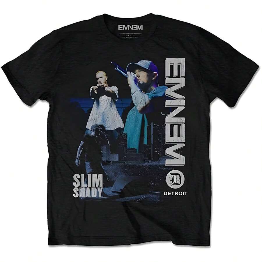 Eminems Men's Detroit Slim Fit T-Shirt Black - màu đen - Xem 1