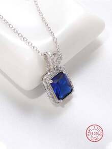 1pc Luxury 925 Sterling Silver Zirconia Pendant Necklace, Suitable For Daily Wear, Party, Holiday, Christmas, Thanksgiving, Birthday Gift For Women - XL0121M - View 8